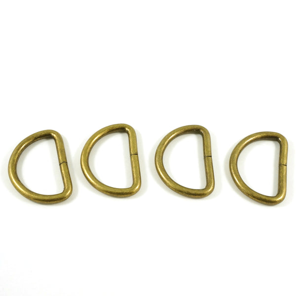 D-rings: 3/4" Thin Antique Brass - 4 Pack