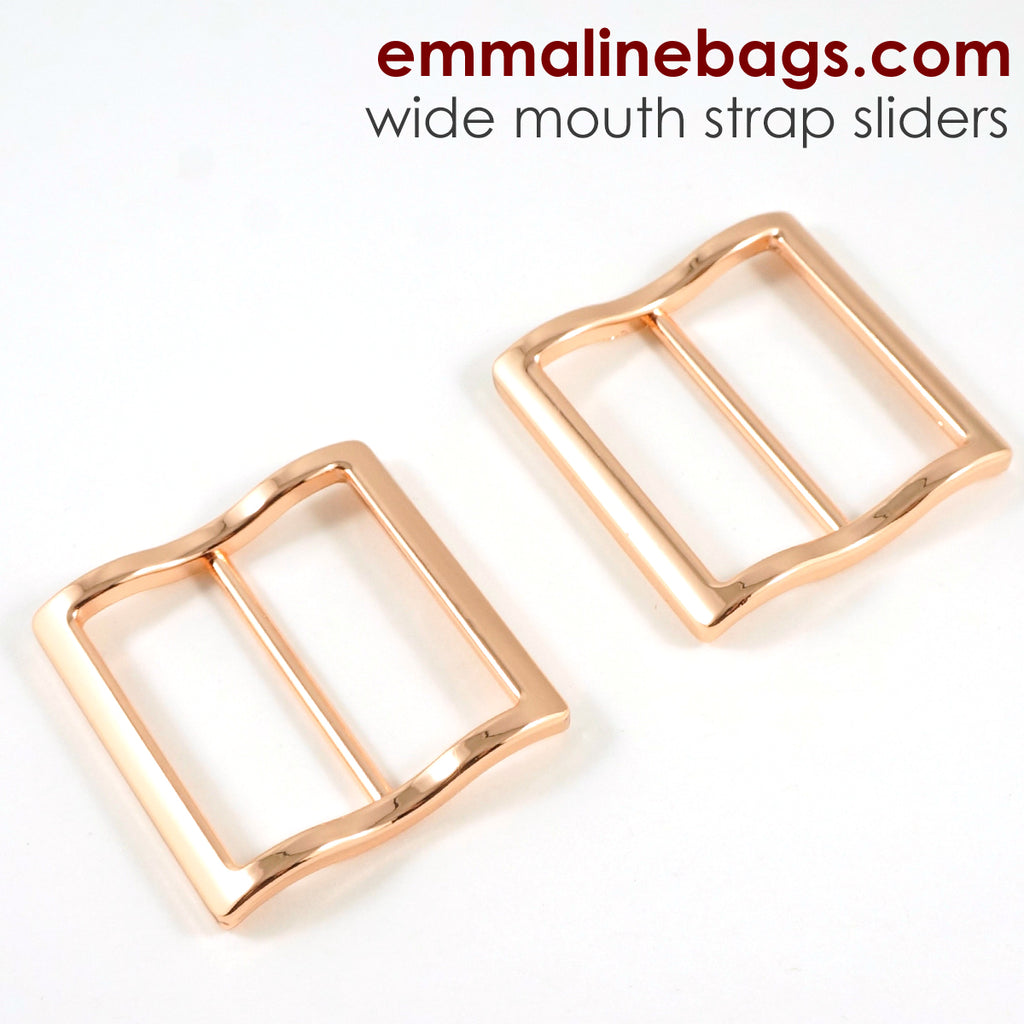 Wide Mouth Strap Sliders - (Extra Wide) For thicker straps (2 Pieces) - 1 1/2" (38mm) Rose Gold/Copper