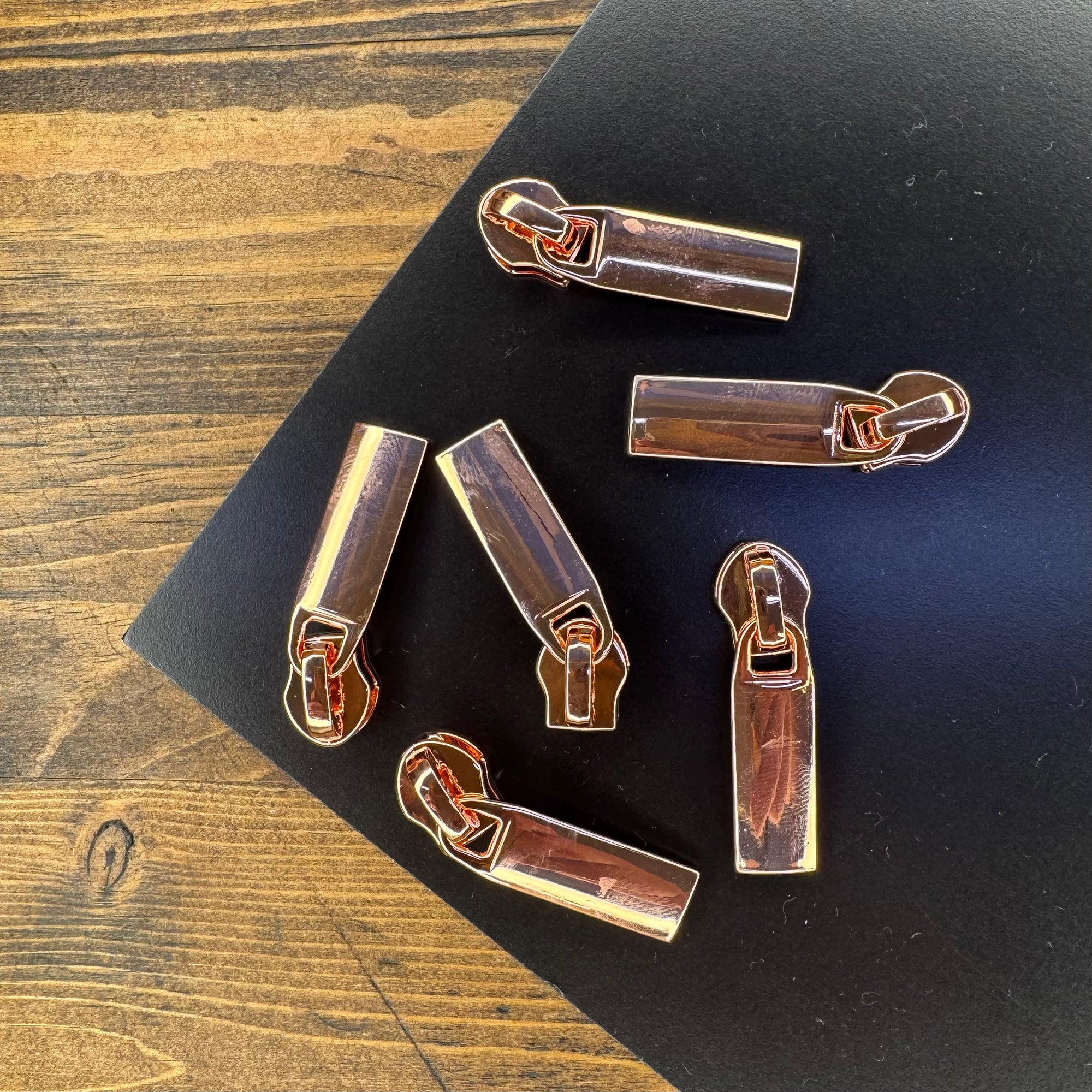 Rectangle Zipper Pull - Rose Gold 6 pack