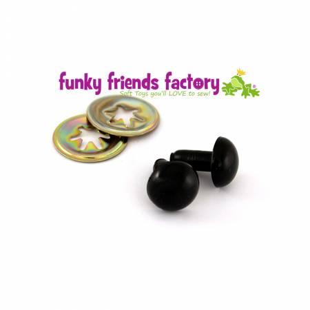 12mm Black Solid Toy Eye Buttons - 5 pairs
