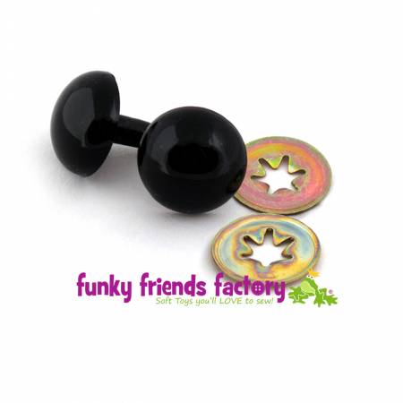 18mm Black Solid Toy Eye Buttons - 5 pairs