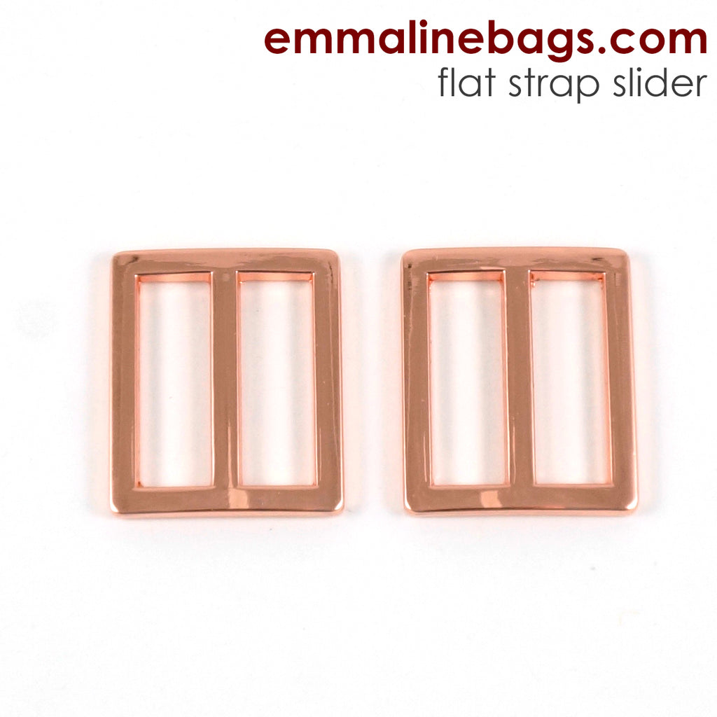 Flat Strap SLIDERS (2 Pack) - 1" (25mm) Rose Gold/Copper
