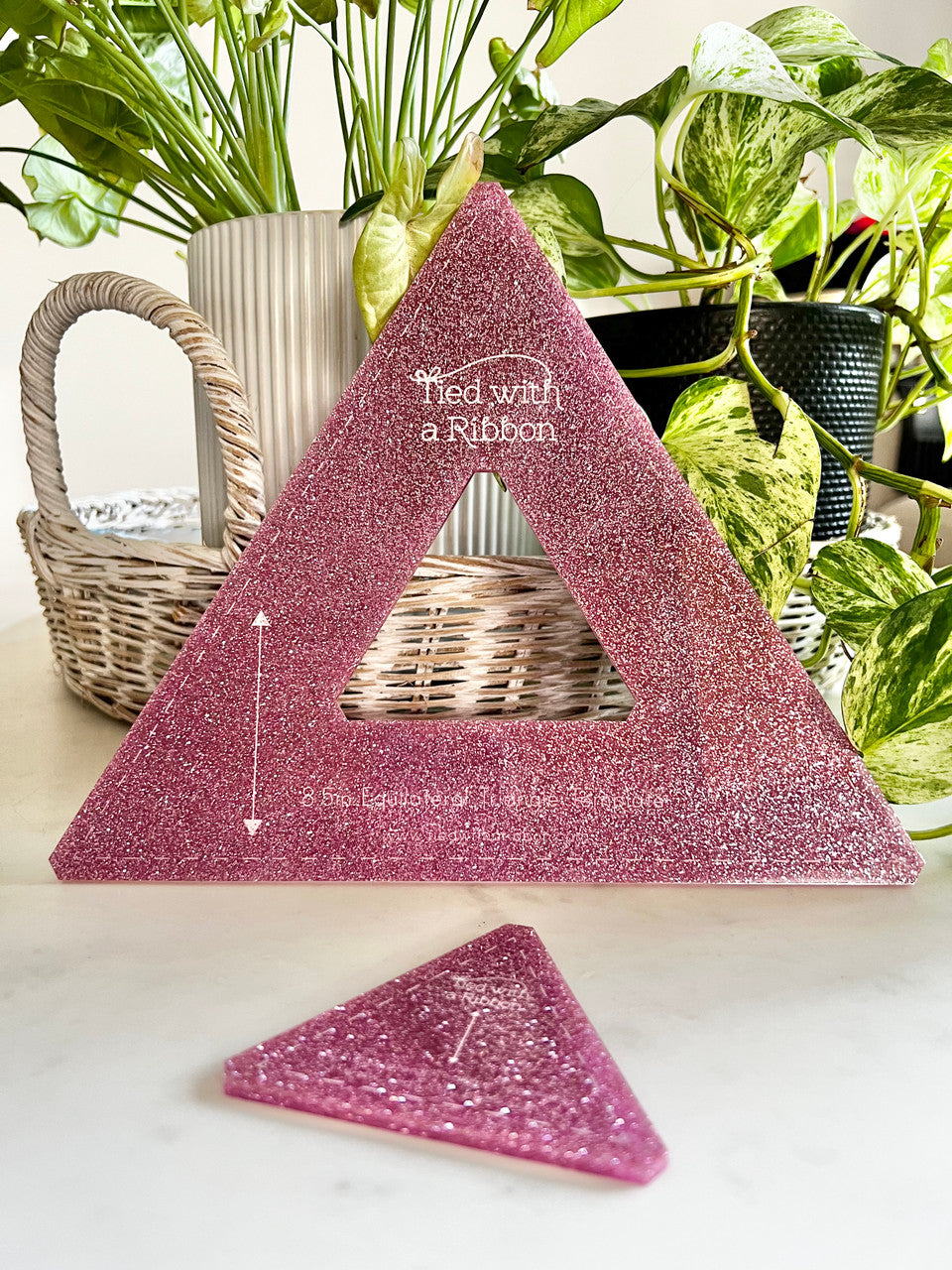 8.5/3in Combo EQ Triangle Template - Pink Glitter