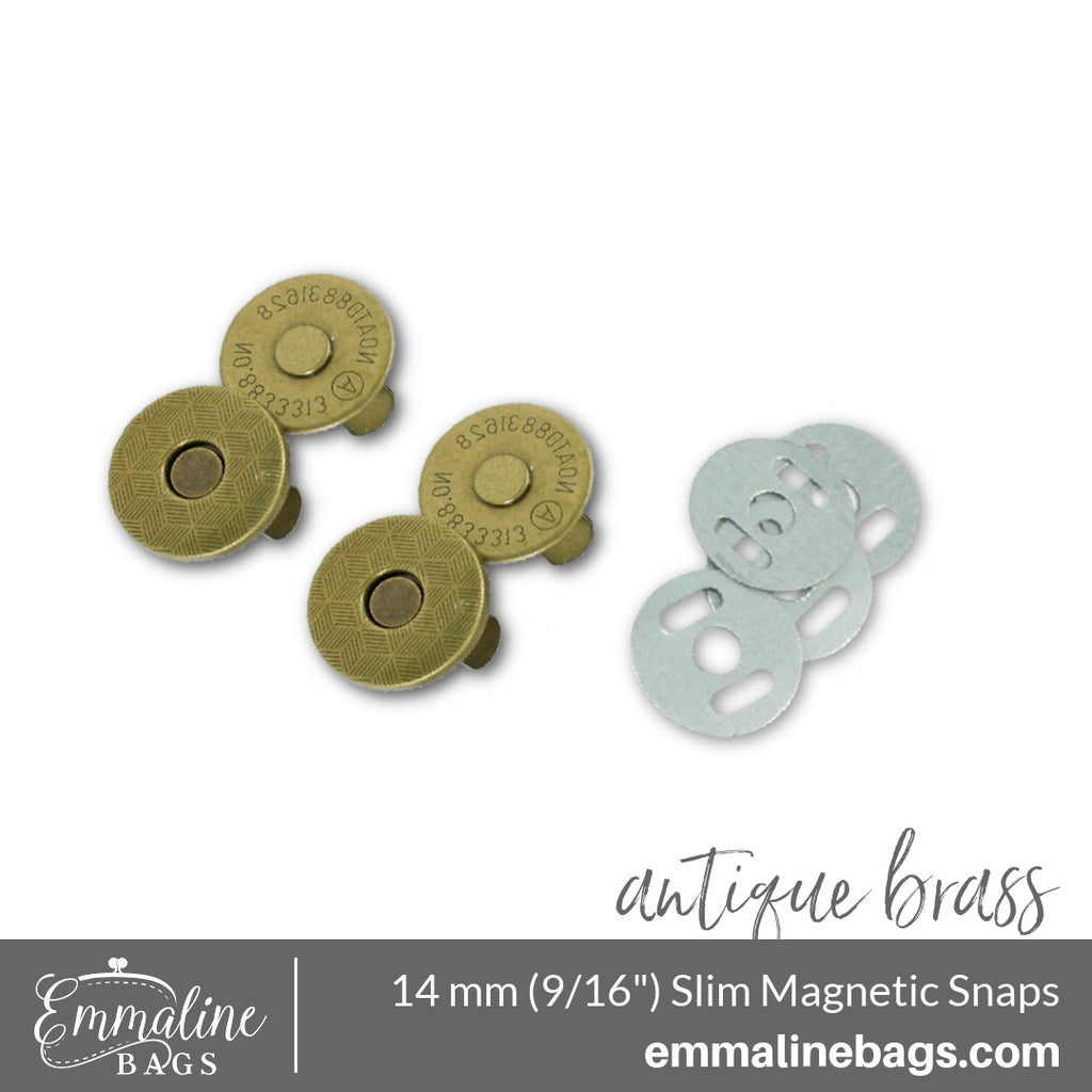 Magnetic Snap Closures- 9/16" (14 mm) Slim in Antique Brass (2 pack)