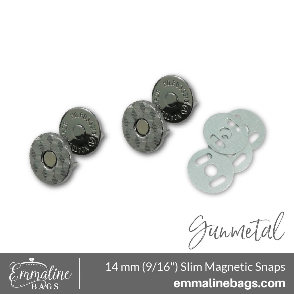 Magnetic Snap Closures- 9/16" (14 mm) Slim in Gunmetal (2 pack)