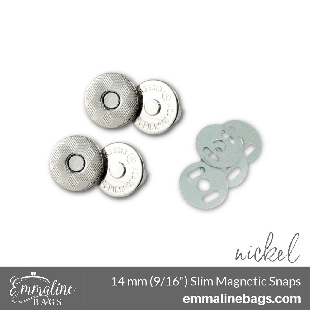 Magnetic Snap Closures- 9/16" (14 mm) Slim in Nickel (2 pack)