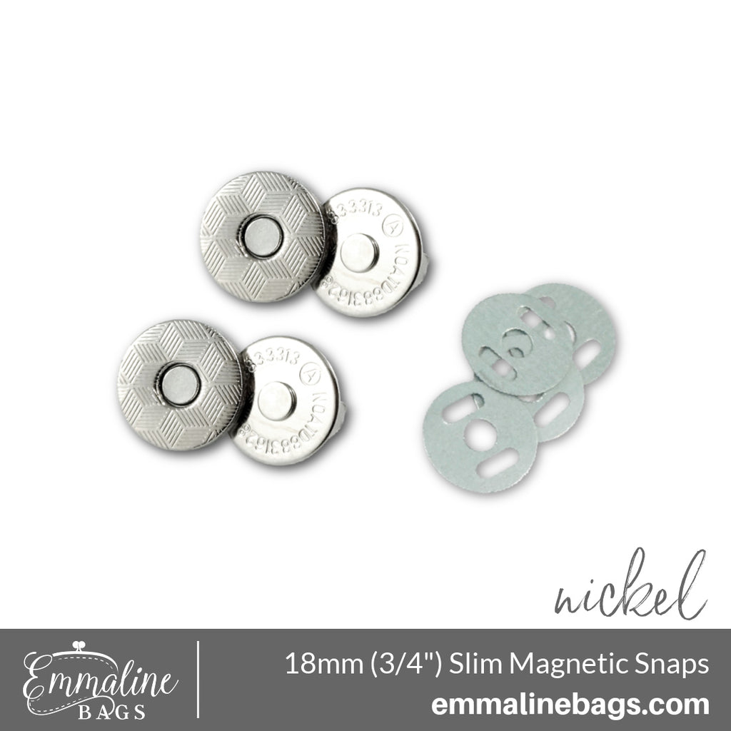 Magnetic Snap Closures: 3/4" (18 mm) SLIM (2 Pack) - Nickel