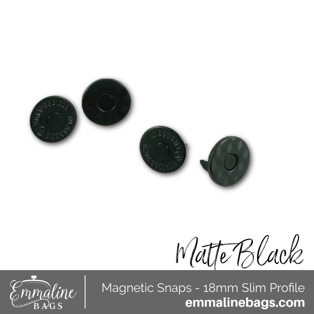 Magnetic Snap Closures: 3/4" (18 mm) SLIM (2 Pack) - Matte Black