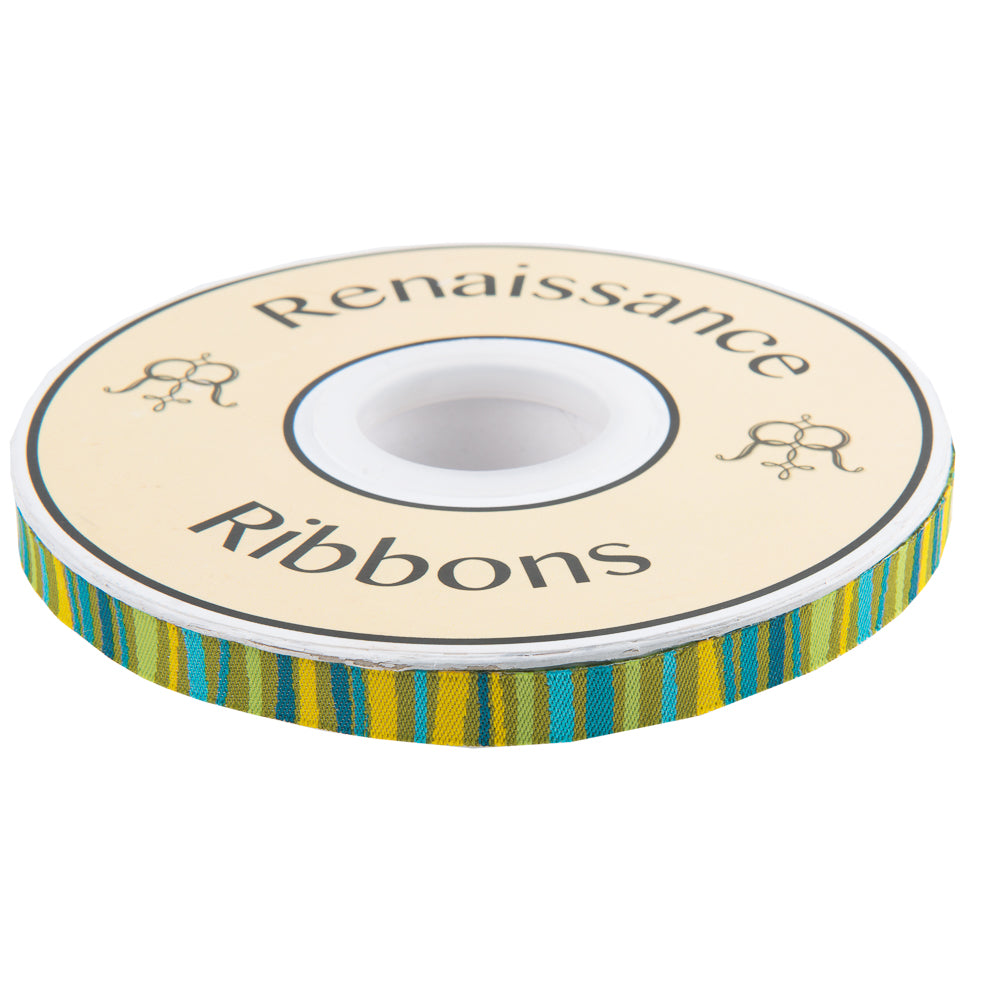 Green Fanciful Stripes - 3/8" - Odile Bailleoul - PER QUARTER METRE