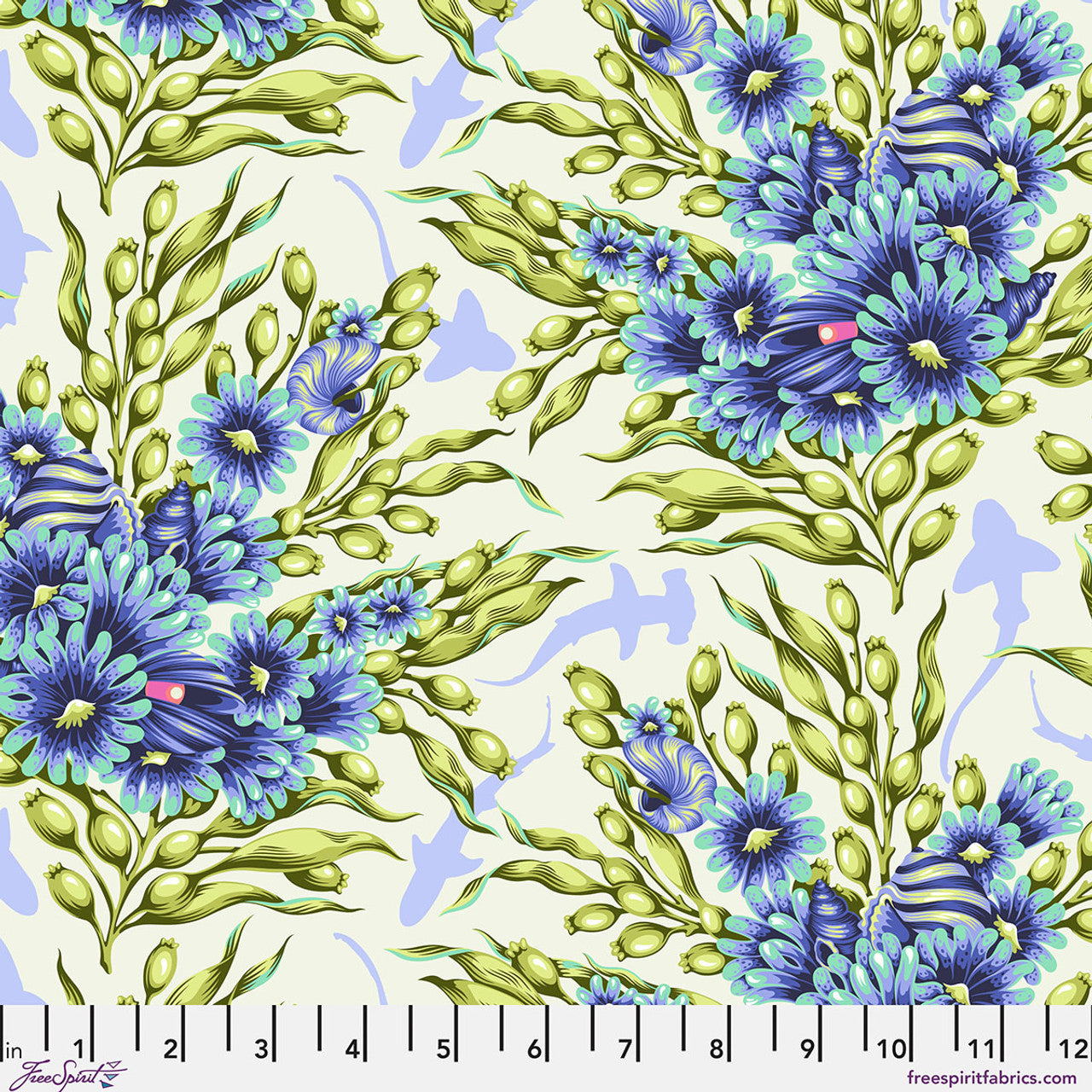 PRE ORDER APRIL 2026 - Floral Reef Shadow Sharks Marine - Tula Pink -  PER QUARTER METRE / 10" CUT