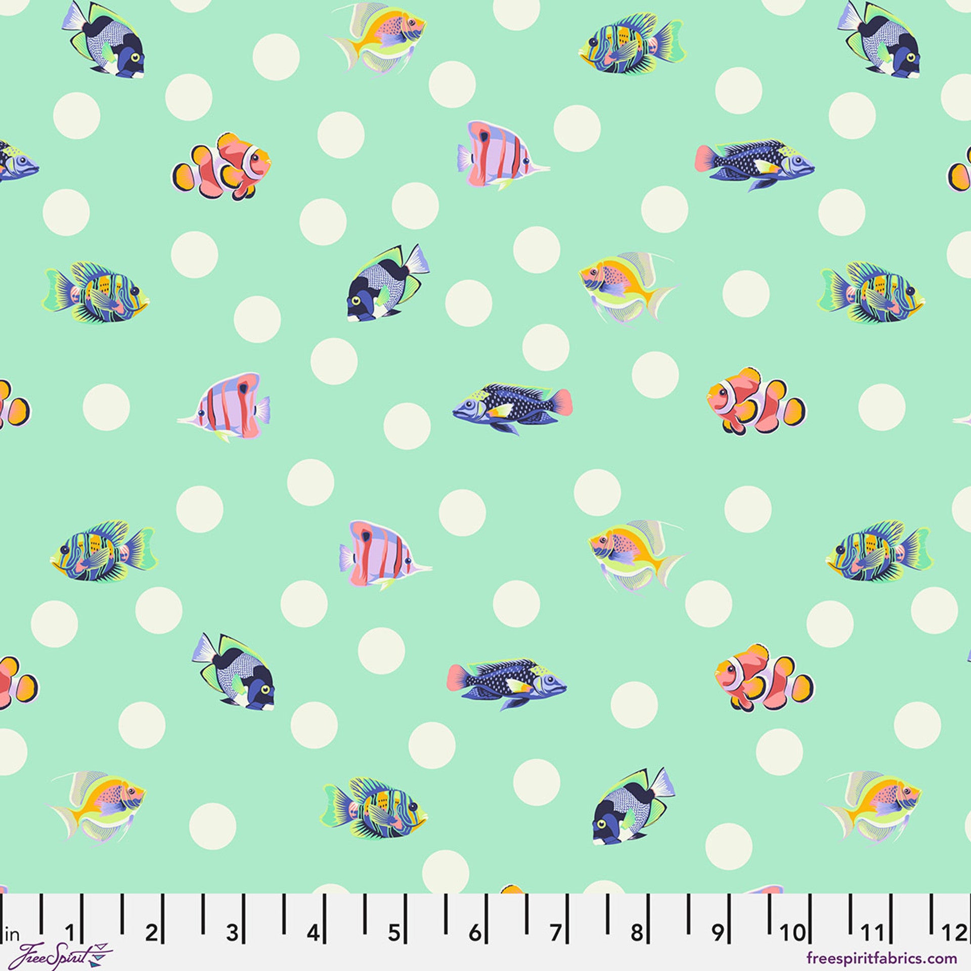PRE ORDER APRIL 2026 - Floral Reef School Crossing Seafoam - Tula Pink -  PER QUARTER METRE / 10" CUT
