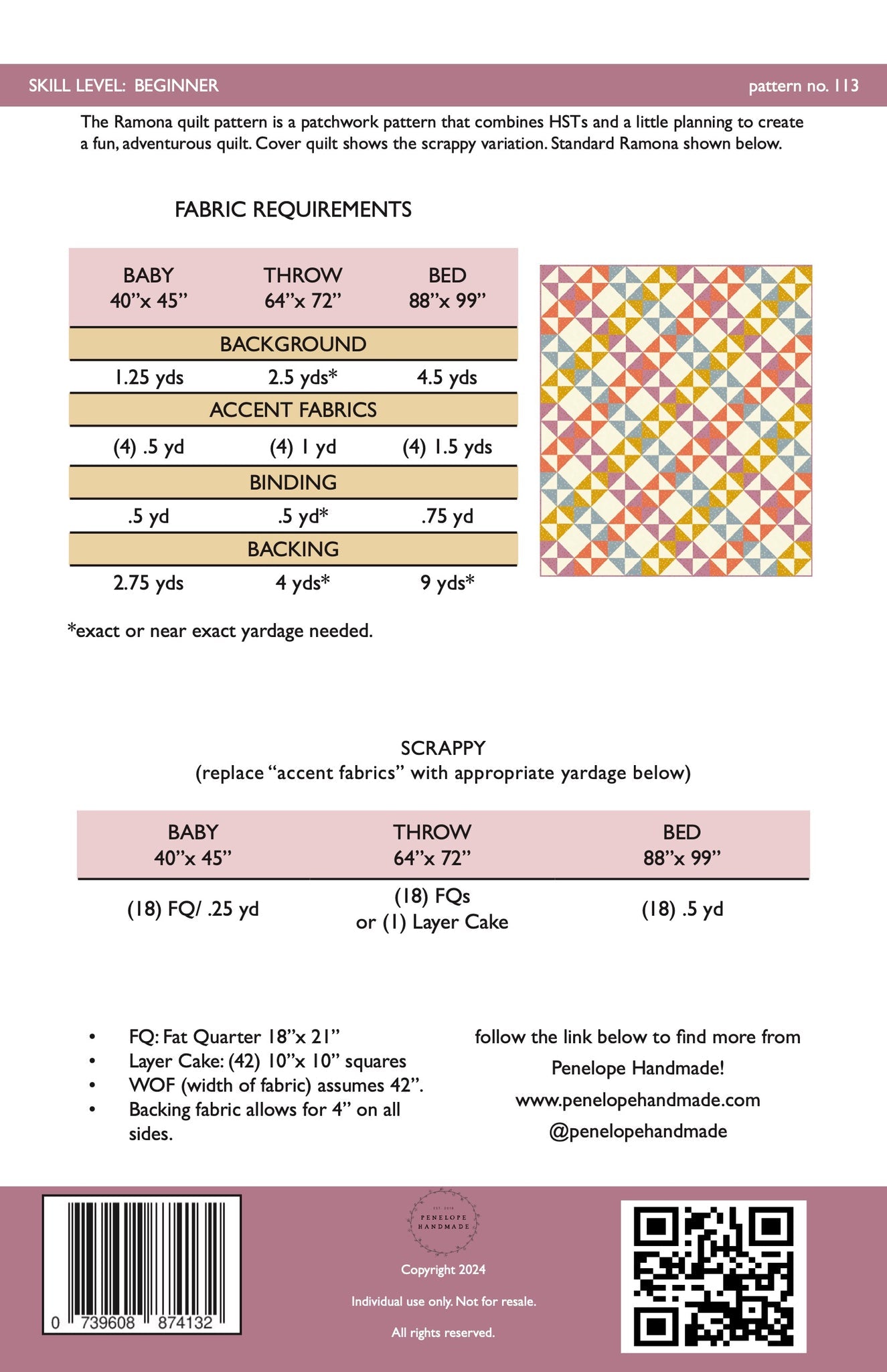 Ramona Pieced Quilt Pattern