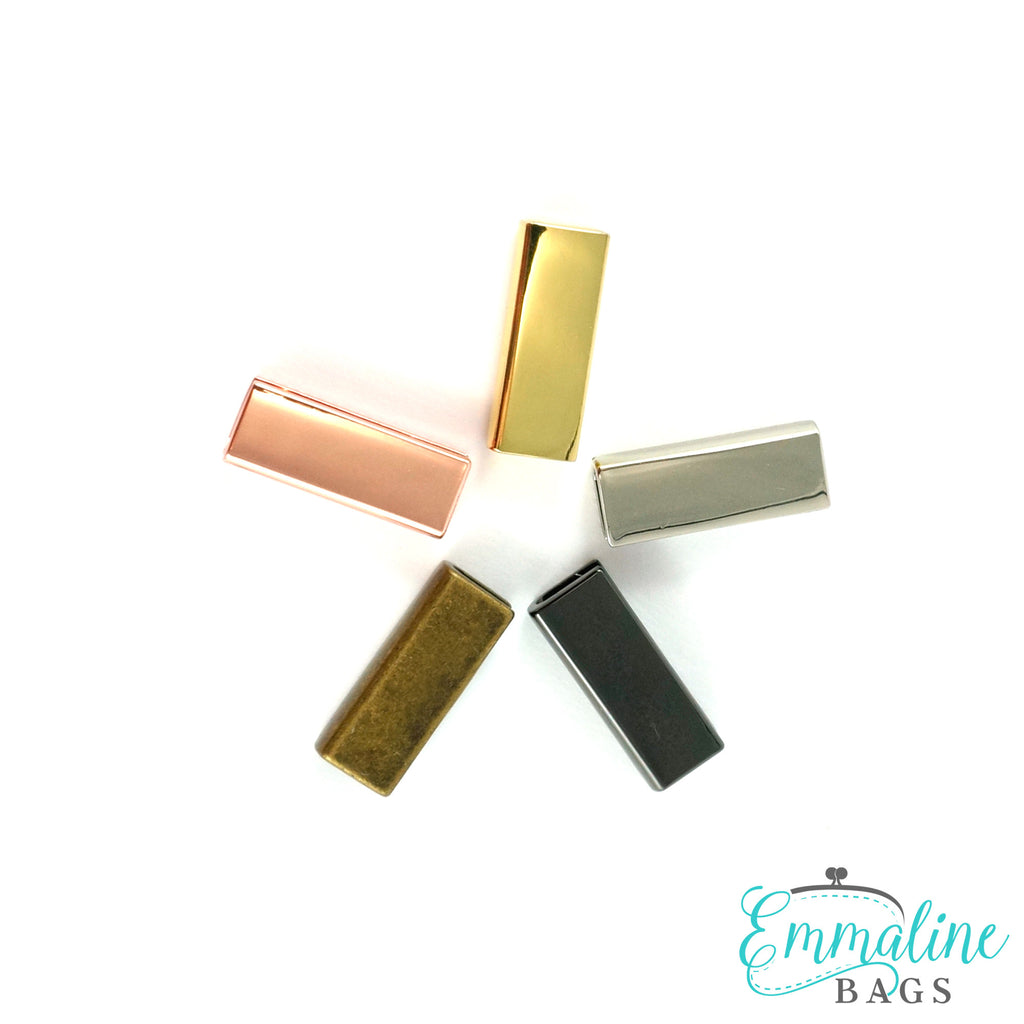 Rectangular Strap End Caps Matte Black (1" wide) (4 Pack)