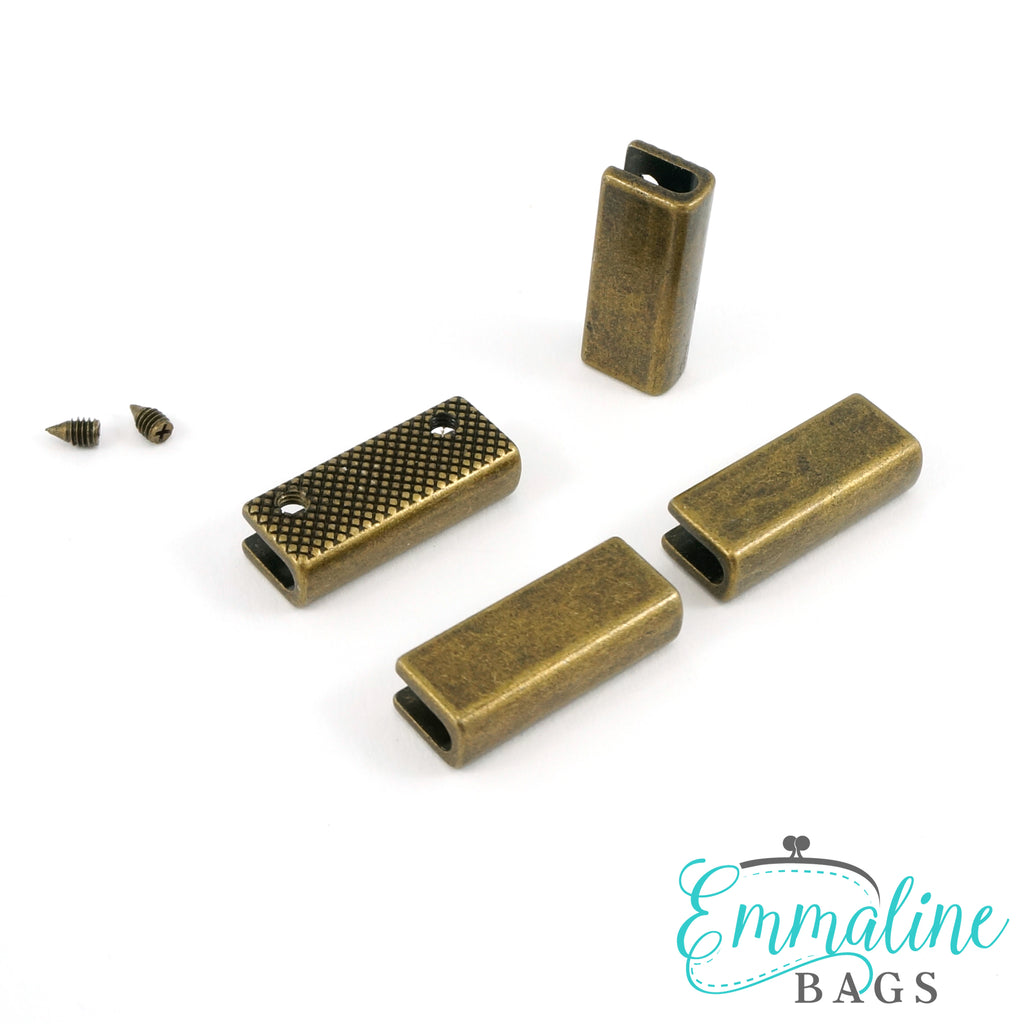 Rectangular Strap End Caps Antique Brass (1