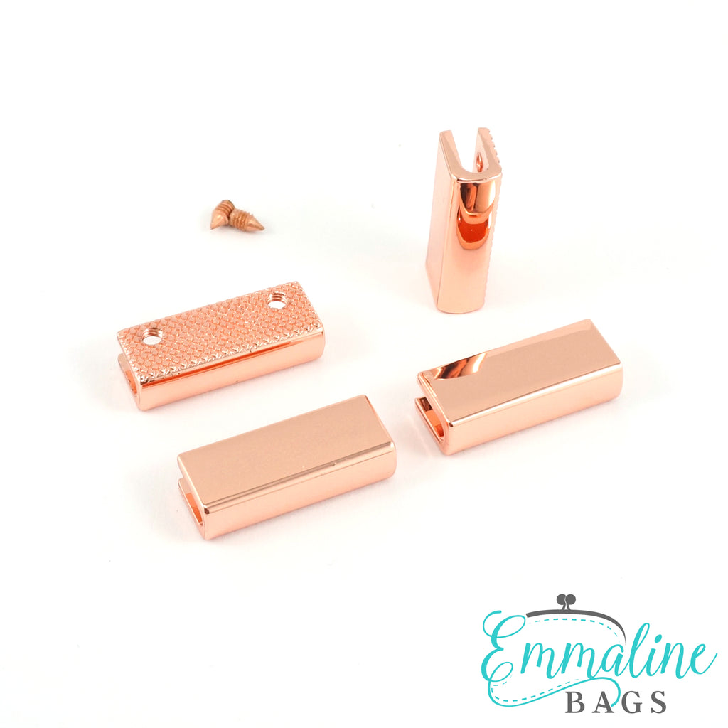 Rectangular Strap End Caps Rose Gold/Copper (1" wide) (4 Pack)