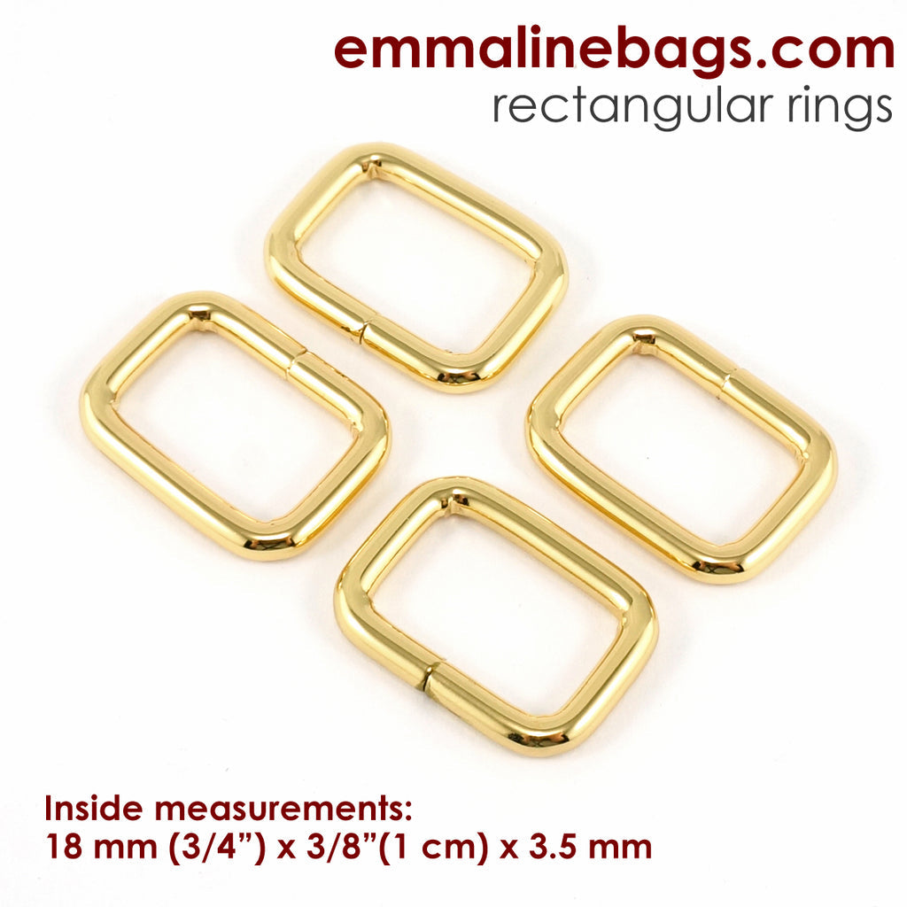 Rectangular Rings 3/4" (18 mm) x 3/8" (1 cm) x 3.5 mm Gold - 4 Pack