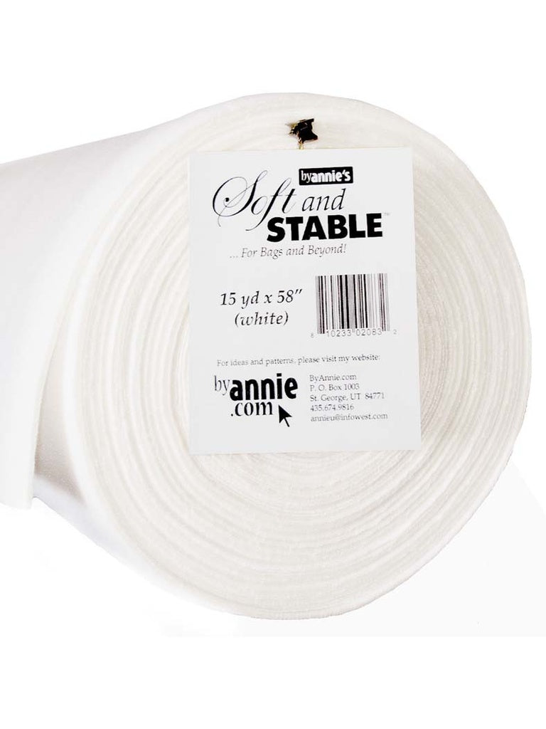 PRE ORDER MARCH 2025 - By Annie’s Soft and Stable White 100% Polyester Stabilizer Sew In White - FULL ROLL