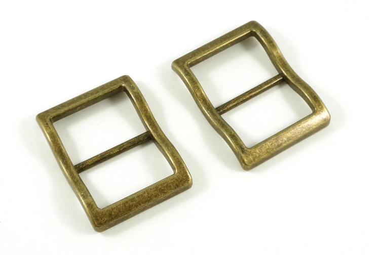 Wide Mouth Strap Sliders - (Extra Wide) For thicker straps (2 Pieces) - 3/4" (18mm) Antique Brass