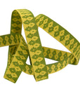 Wanderer Ribbon Burgundy on Green on Gold 3/8" - Tula Pink - PER QUARTER METRE