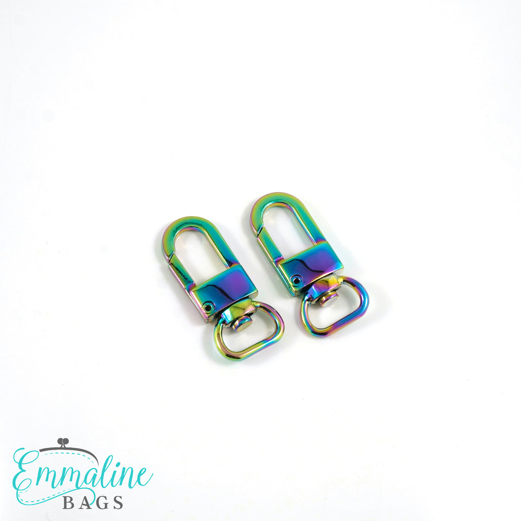 Swivel Snap Hooks: 1/2" (12mm) Wristlet/Strap Hook (2 Pack) Iridescent Rainbow
