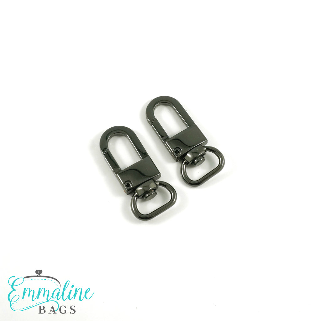 Swivel Snap Hooks: 1/2" (12mm) Wristlet/Strap Hook (2 Pack) Gunmetal