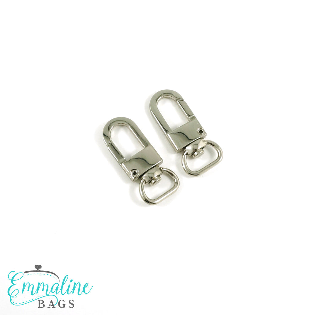 Swivel Snap Hooks: 1/2" (12mm) Wristlet/Strap Hook (2 Pack) Nickel