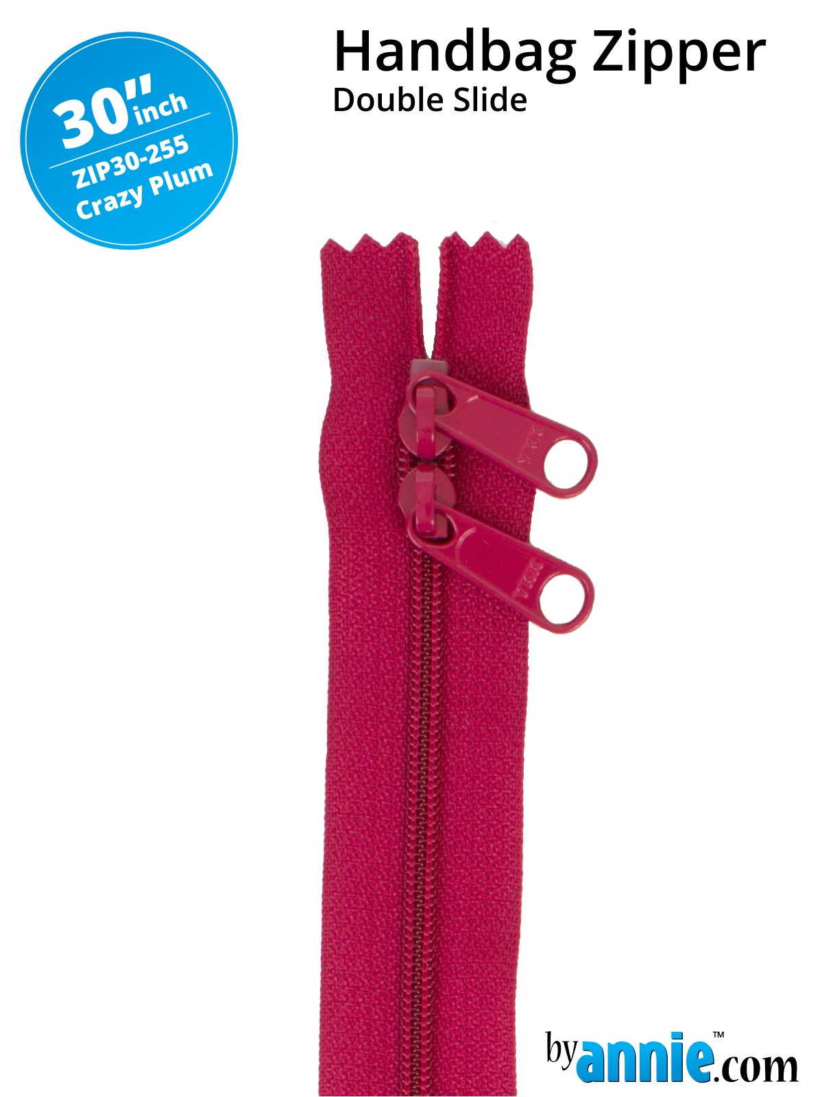 Handbag Zipper 30in Crazy Plum