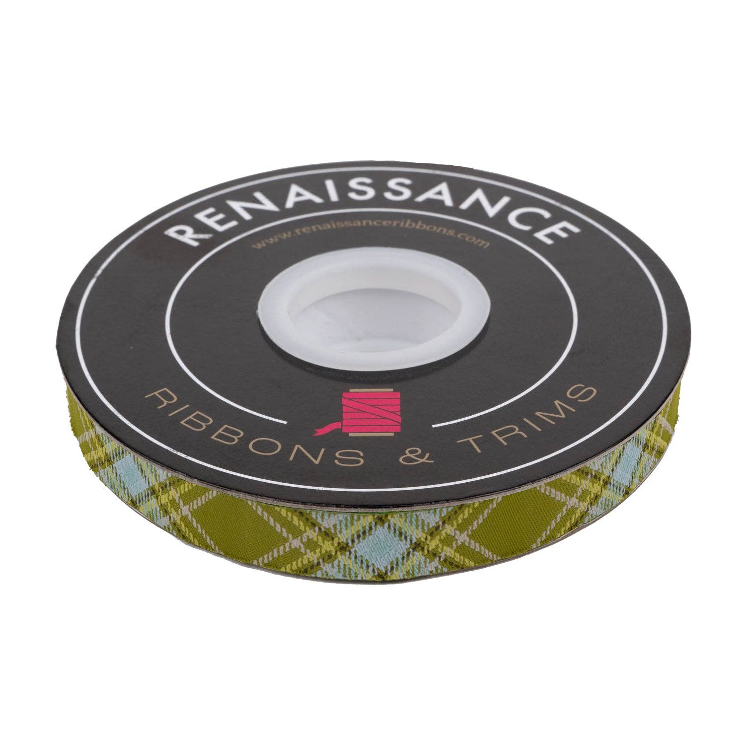 Plaid Diagonal in Fern - 5/8" width - The Great Outdoors