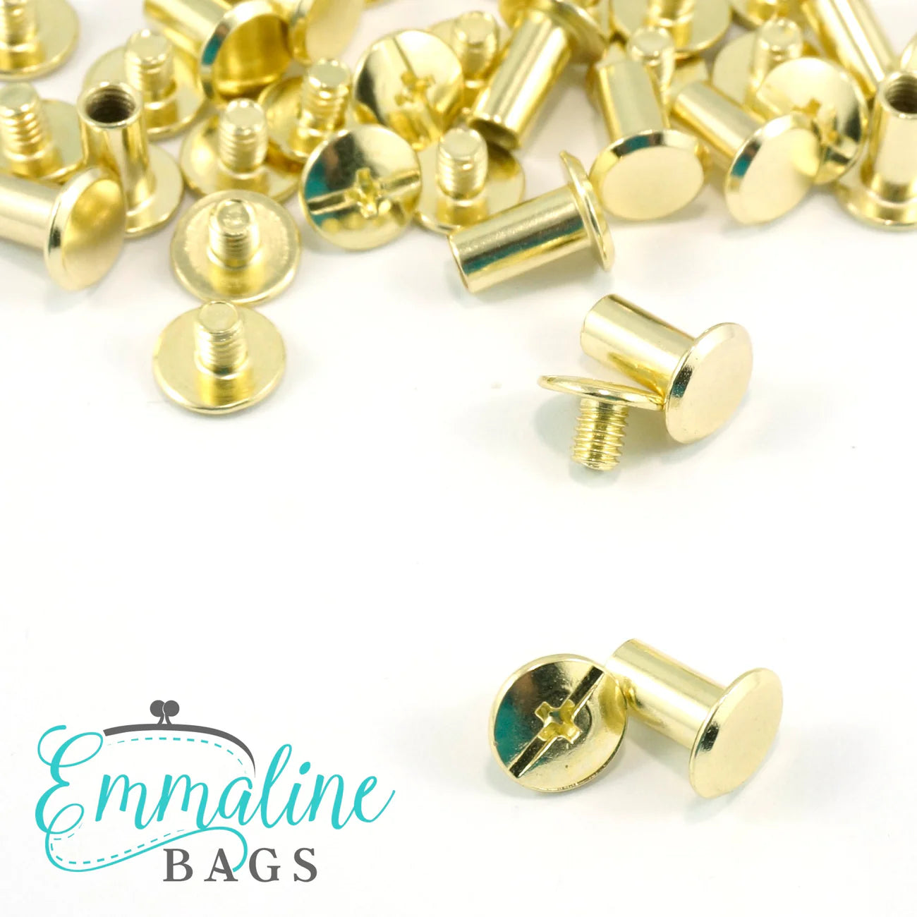 Chicago Screws: Large: 3/8" Caps x 3/8" Posts (10 mm x 10 mm) - Gold - 50 Pack