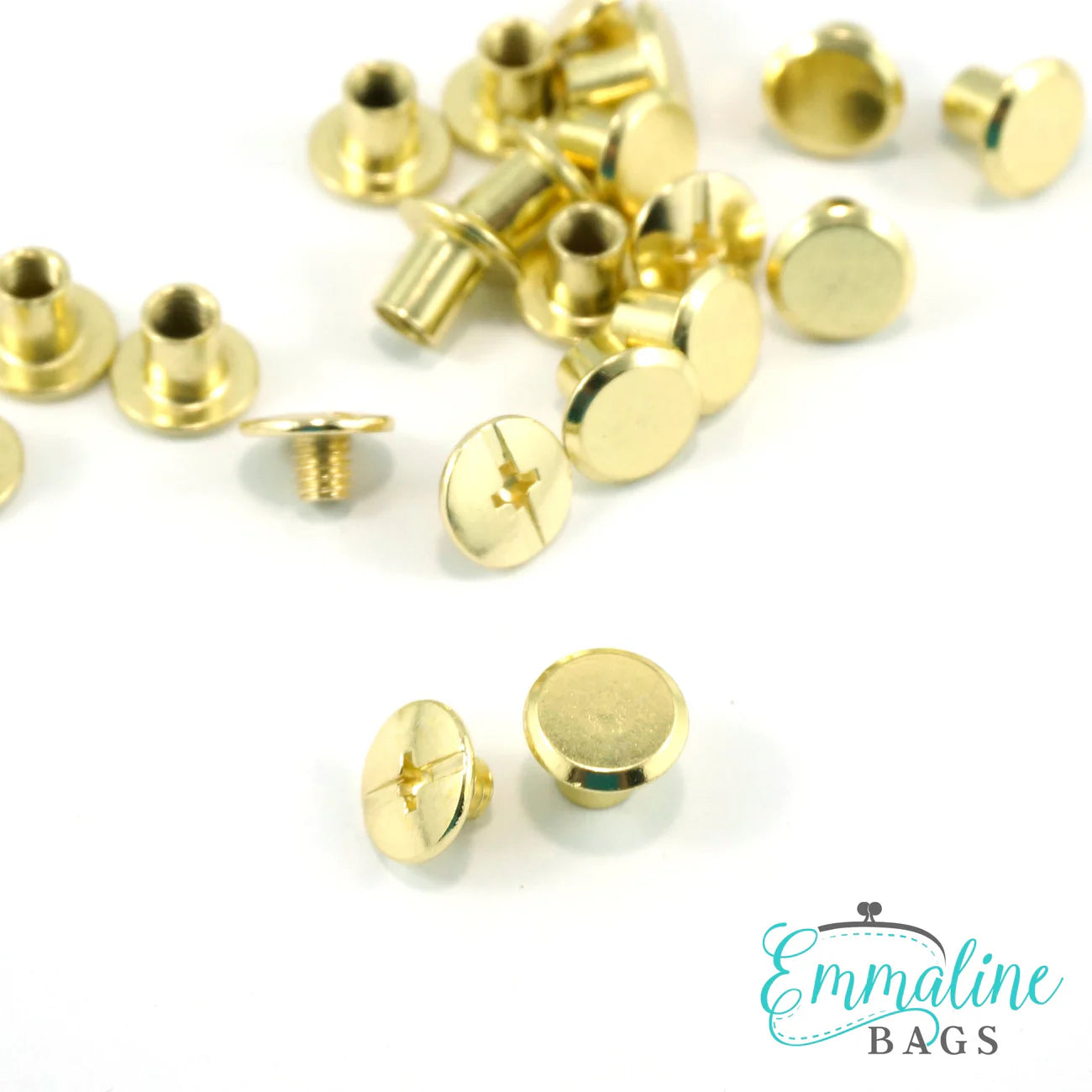 Chicago Screws: Small: 3/8" Caps x 3/16" Posts (10 mm x 4 mm) - Gold - 50 Pack