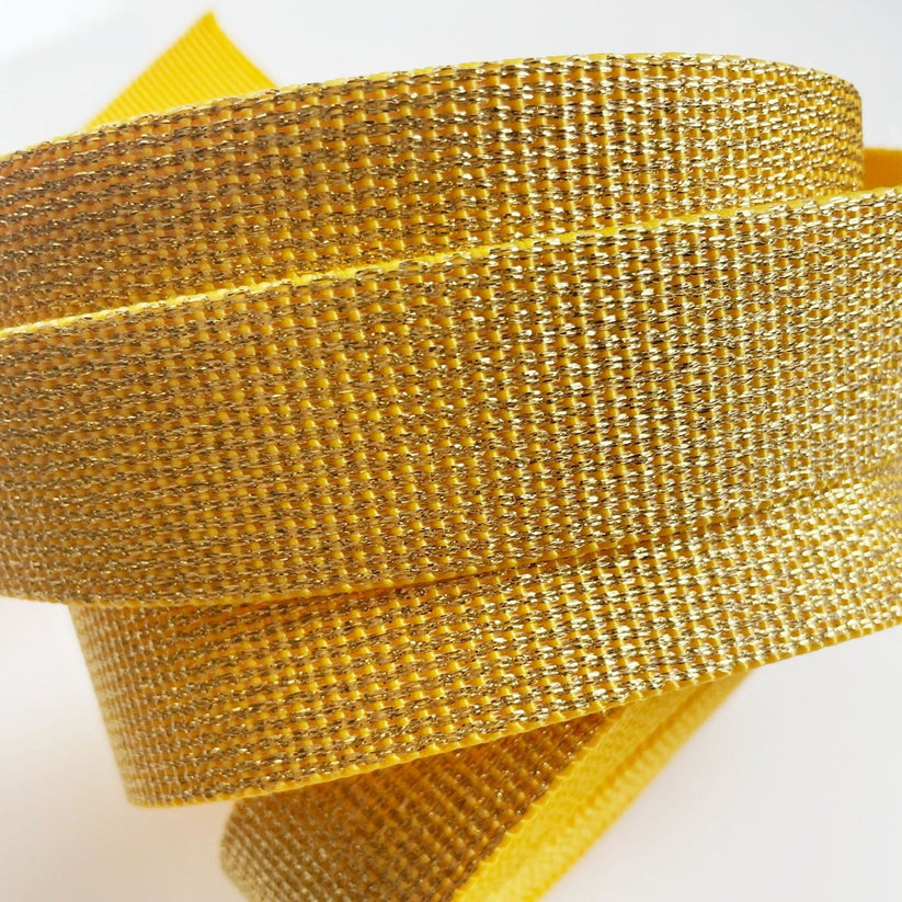 Glitter Webbing Gold - PER QUARTER METRE