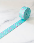 PRE ORDER NOVEMBER 2025 - Color Pop Webbing Dot Dot Bloom Aqua 1" - KP Creates - PER QUARTER METRE