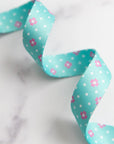 PRE ORDER NOVEMBER 2025 - Color Pop Webbing Dot Dot Bloom Aqua 1" - KP Creates - PER QUARTER METRE