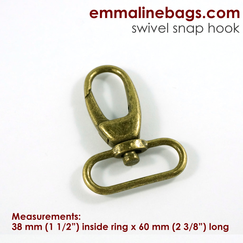 Swivel Snap Hook 1 1/2" (38mm) in Antique Brass (2 Pack)