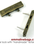 Large Bar Lock with "handmade" Lettering - Antique Brass