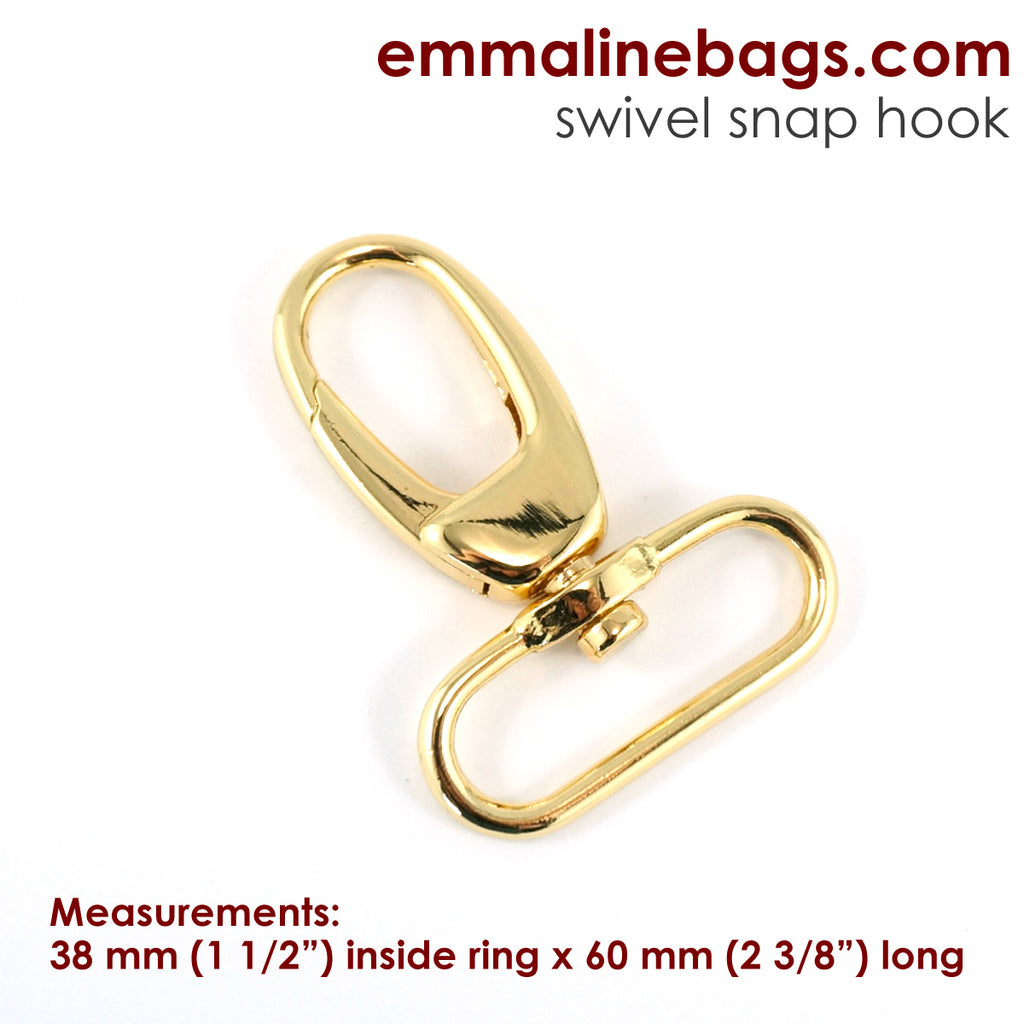 Swivel Snap Hook 1 1/2" (38mm) in Gold (2 Pack)