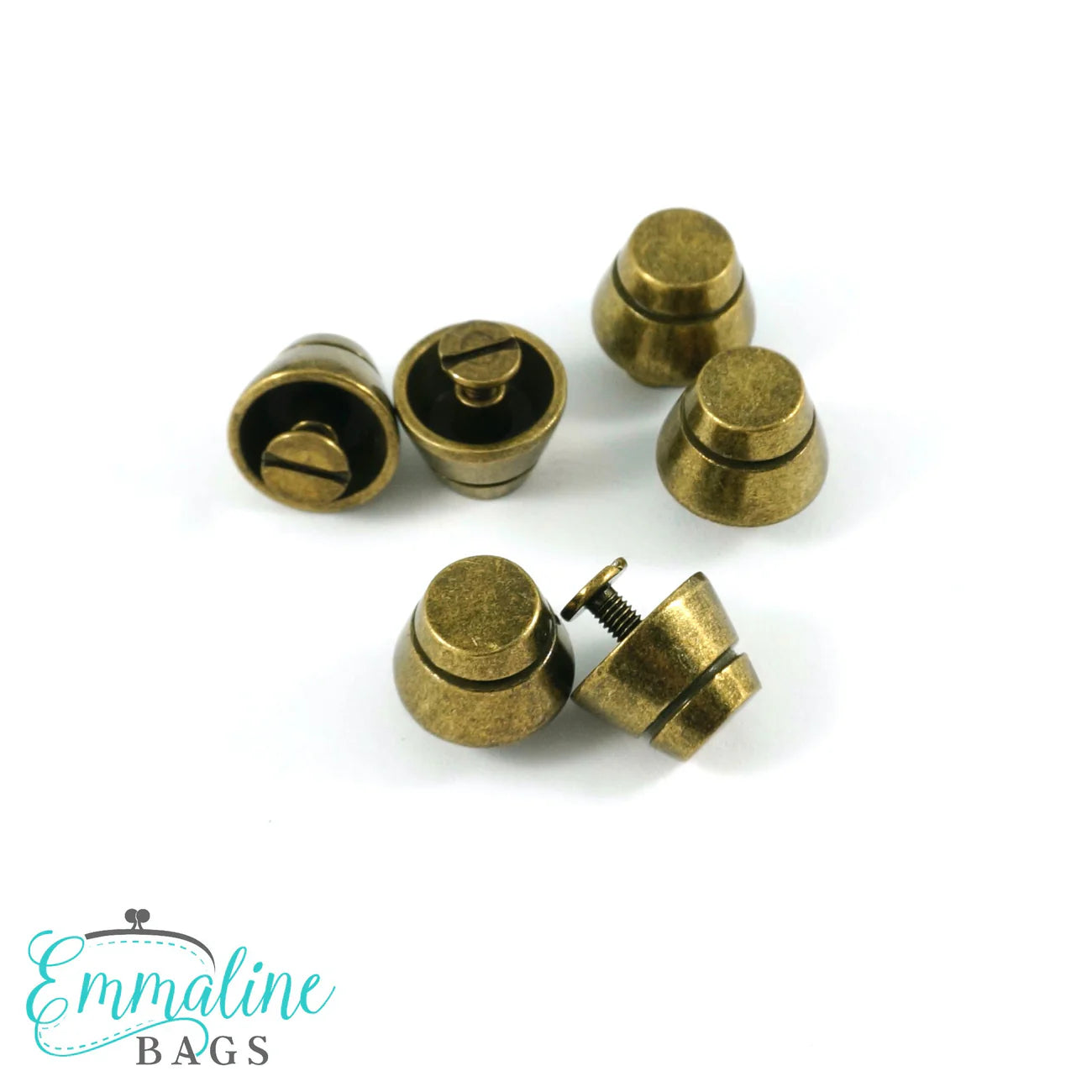 Premium Purse Feet: Size 14 mm (9/16") wide (6 pack) - Antique Brass