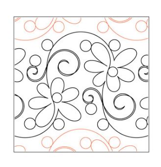 Daisy Doodle, 10” Wide Longarm Pantograph Pattern (Single Row), 144” Long