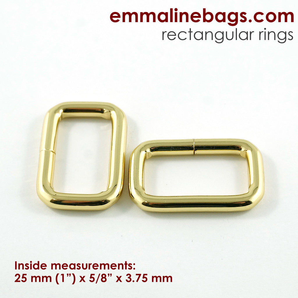 Rectangular Rings 1" (25 mm) x 5/8" (15 mm) x 3.75 mm Gold - 4 Pack