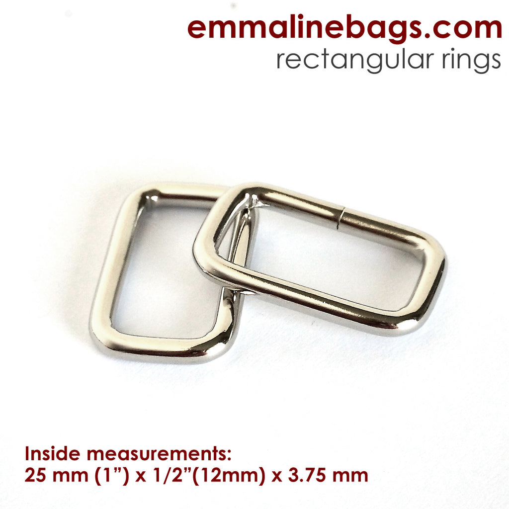 Rectangular Rings 1" (25 mm) x 5/8" (15 mm) x 3.75 mm Nickel - 4 Pack