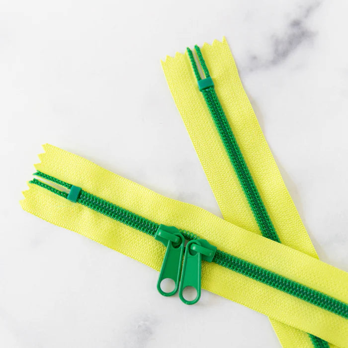 30" Zipper - Double Pull in Lemon Lime