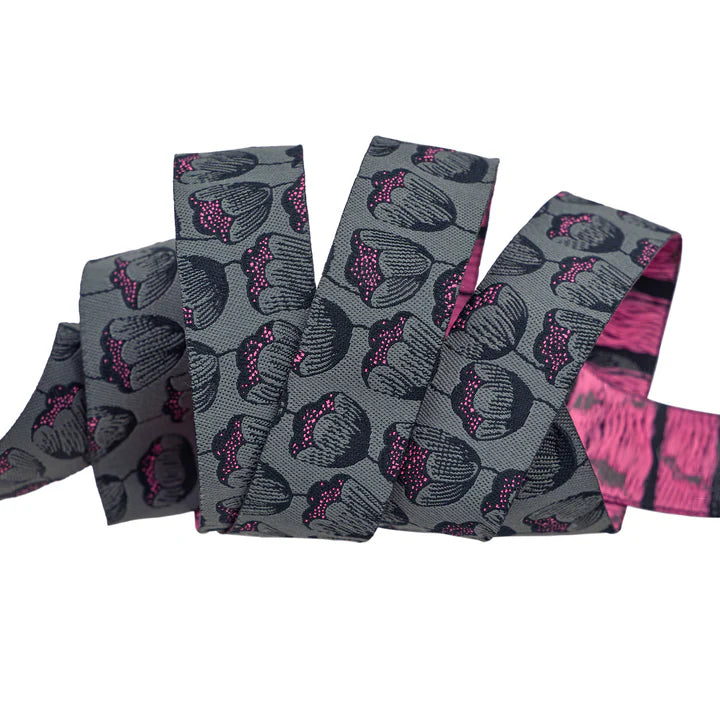 Magic Tulips Ribbon by Sarah Watts - 7/8" PER QUARTER METRE