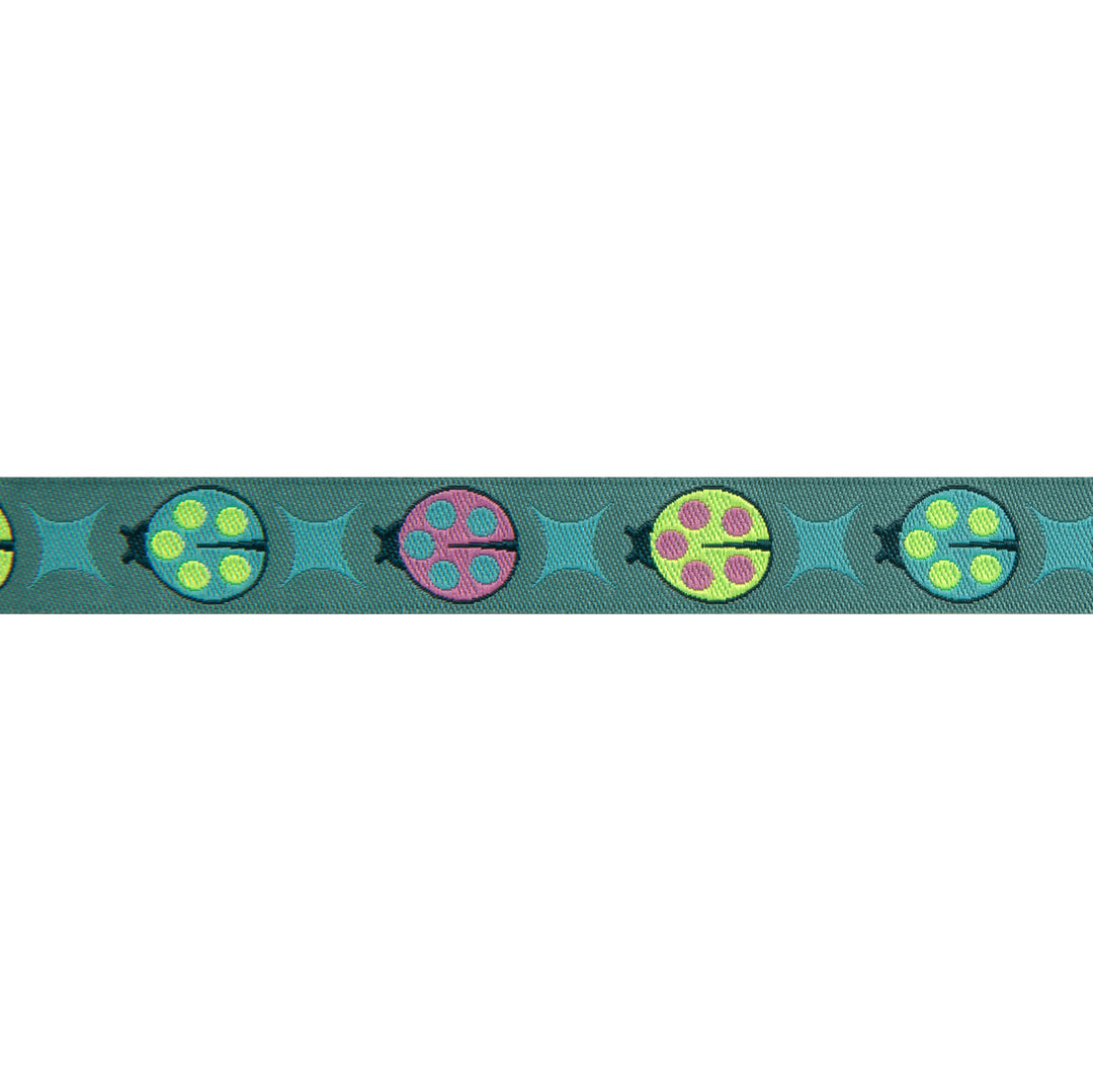 Lady Bugs Teal 5/8" - PER QUARTER METRE