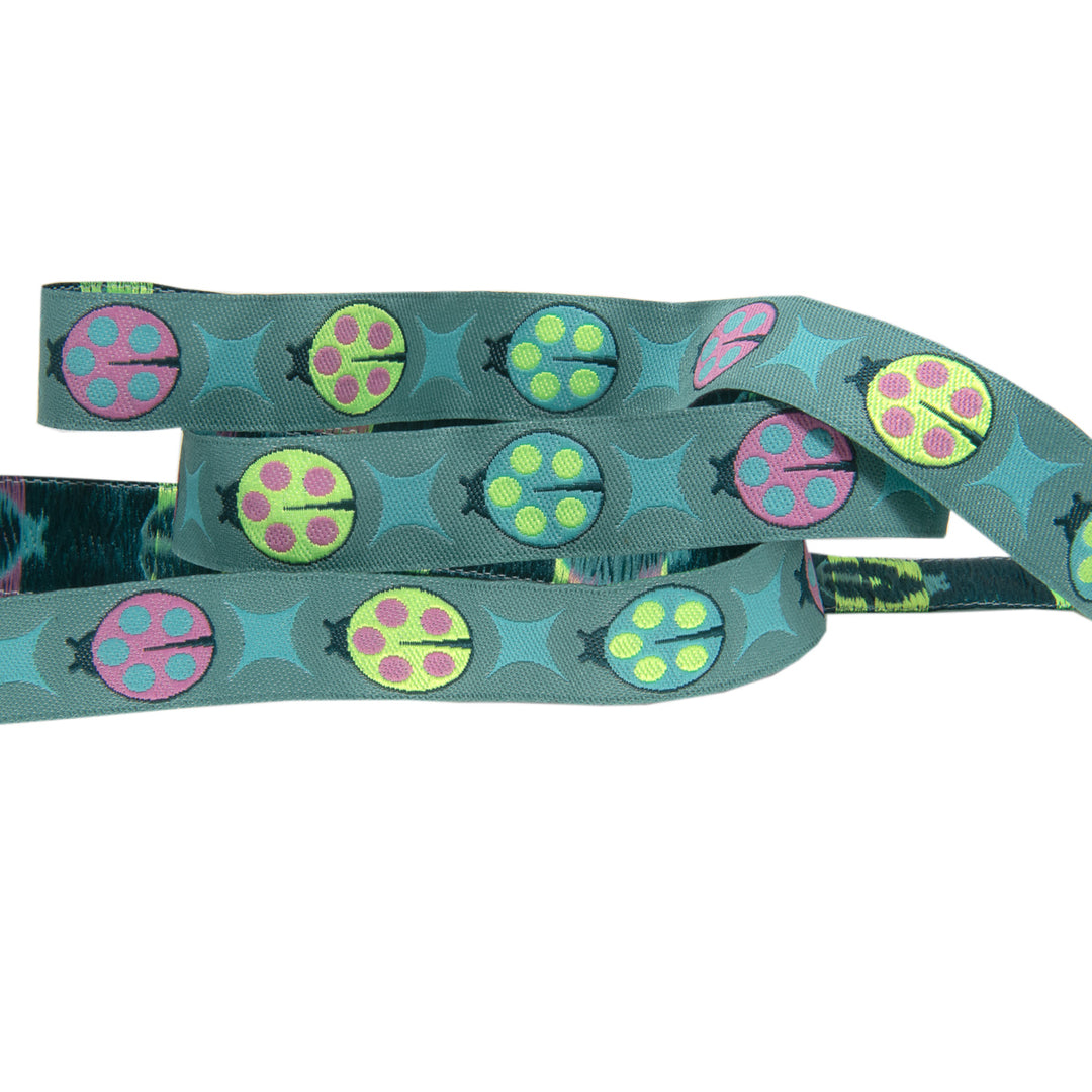 Lady Bugs Teal 5/8" - PER QUARTER METRE