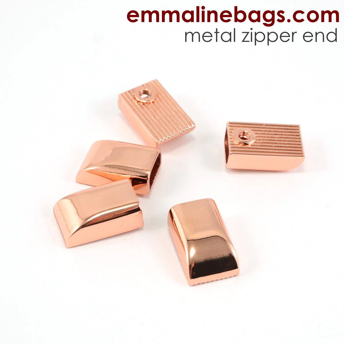 Zipper Ends or Cord Ends - 5 Pack - Rose Gold/Copper