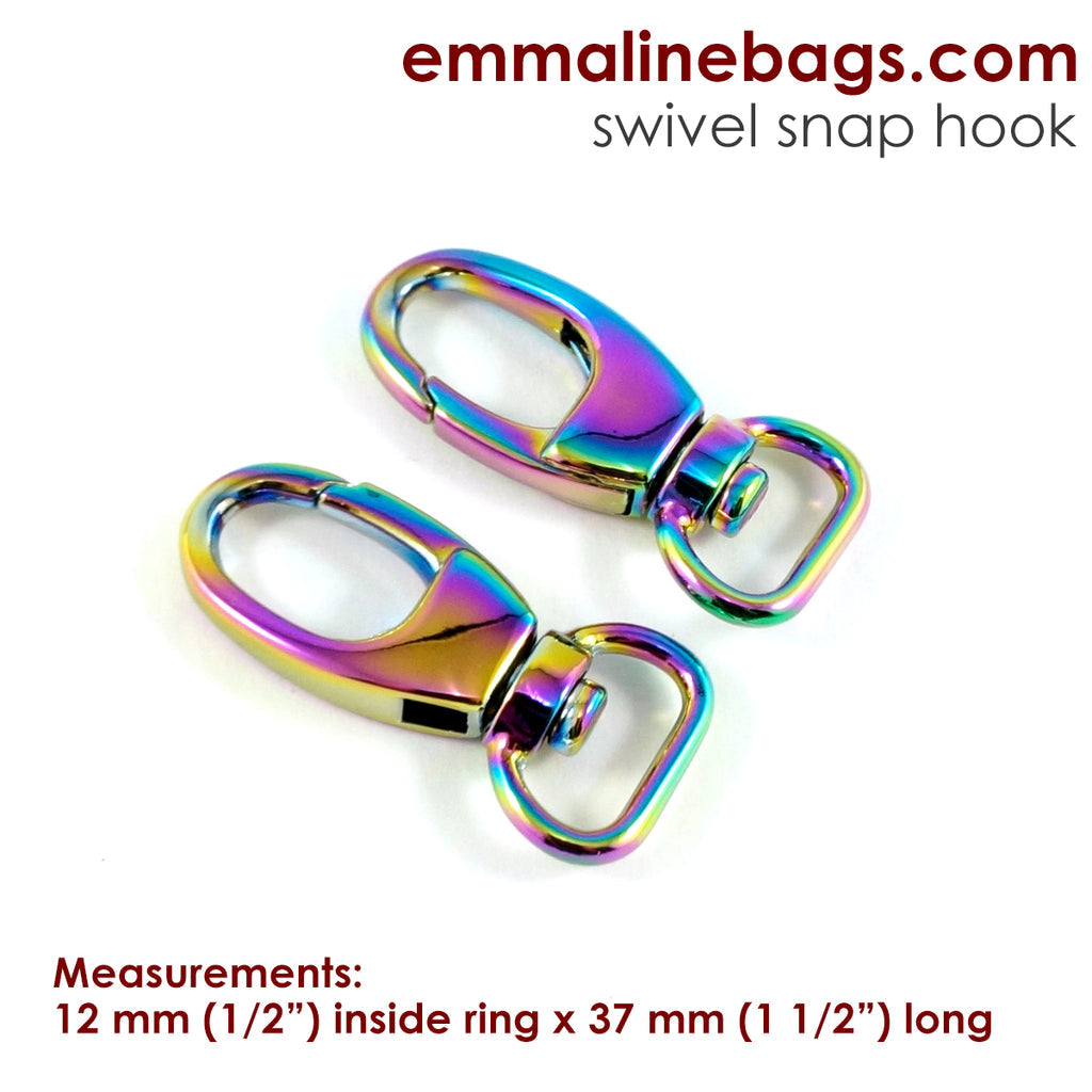 Swivel Snap Hook 1/2" (12 mm) in Iridescent Rainbow (2 Pack)