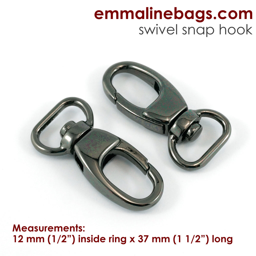Swivel Snap Hook 1/2" (12 mm) in Gun Metal (2 Pack)