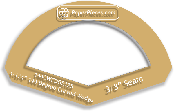 1-1/4" 144 Degree Curved Wedge - 3/8" Seam Windowed Acrylic Template