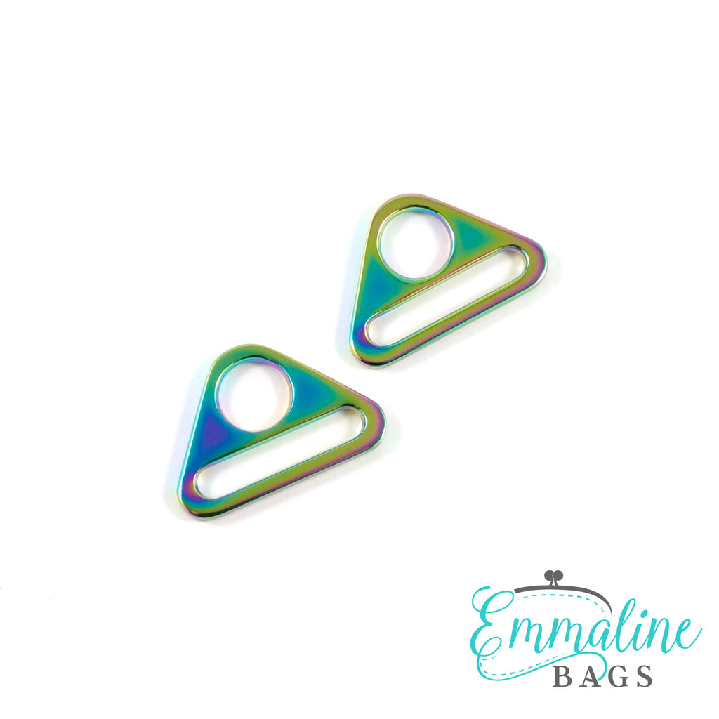 Triangle Rings: 1" (25 mm) Iridescent Rainbow - 2 Pack