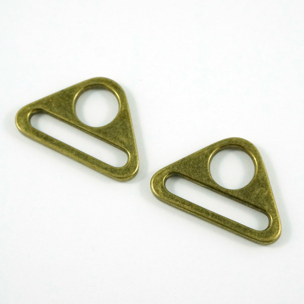 Triangle Rings: 1" (25 mm) Antique Brass - 2 Pack